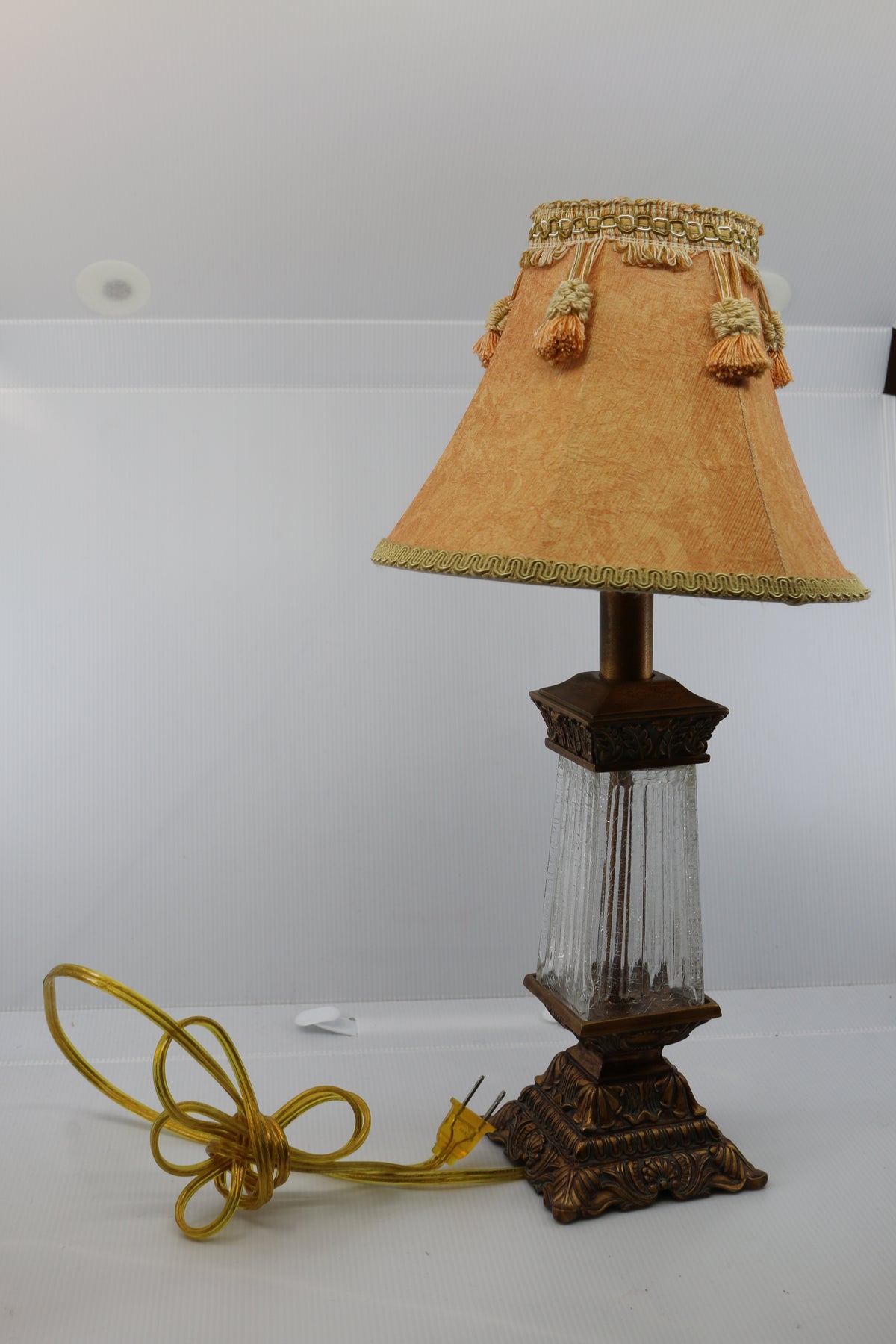Vintage glass Electric Table Lamp nightstand with yellow cable