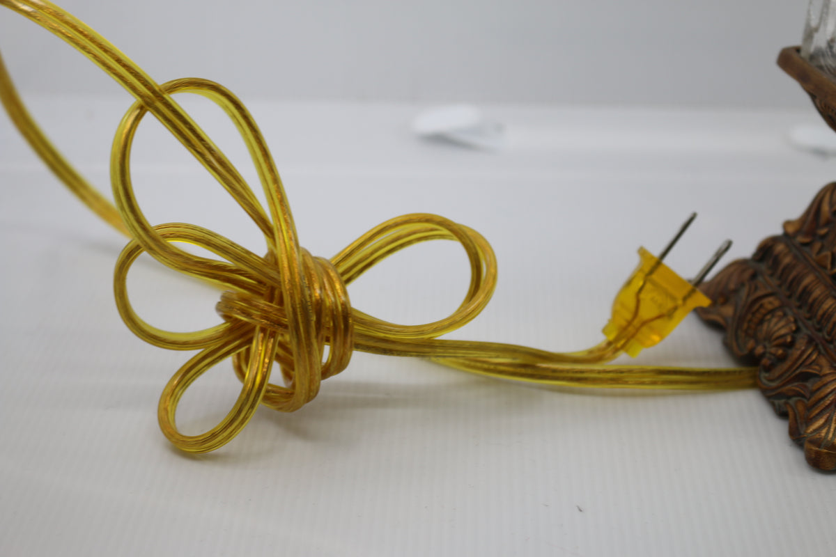 Vintage glass Electric Table Lamp nightstand with yellow cable