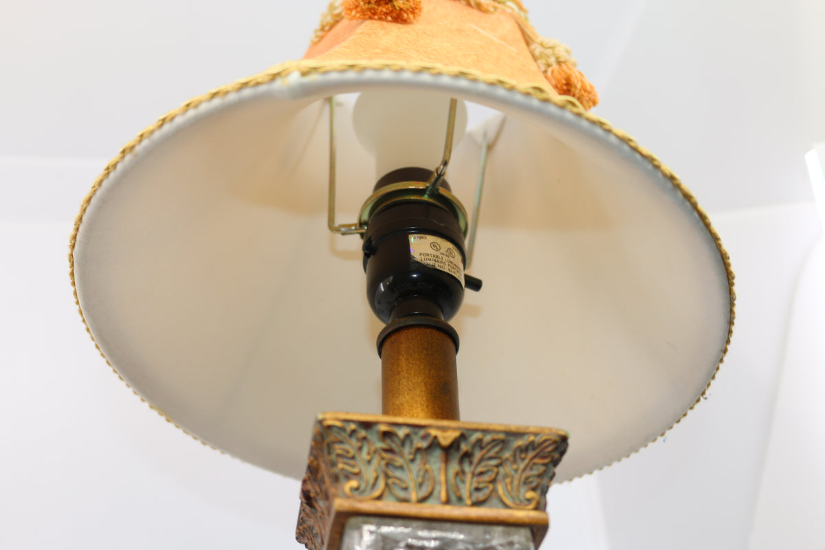 Vintage glass Electric Table Lamp nightstand with yellow cable