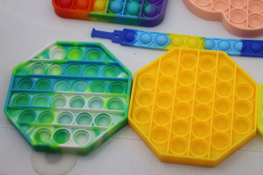 Lot Of 10 Fidget Pop-It Simple Dimple Stress Relieving Sensory Toys + ARTbOARD
