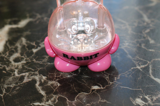 Vintage Vtg wind-up rabbit robot ky toy clear plastic visor friction play