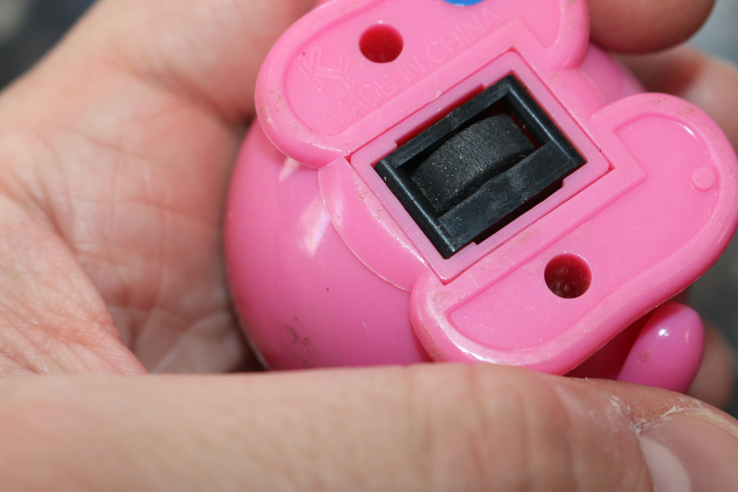 Vintage Vtg wind-up rabbit robot ky toy clear plastic visor friction play