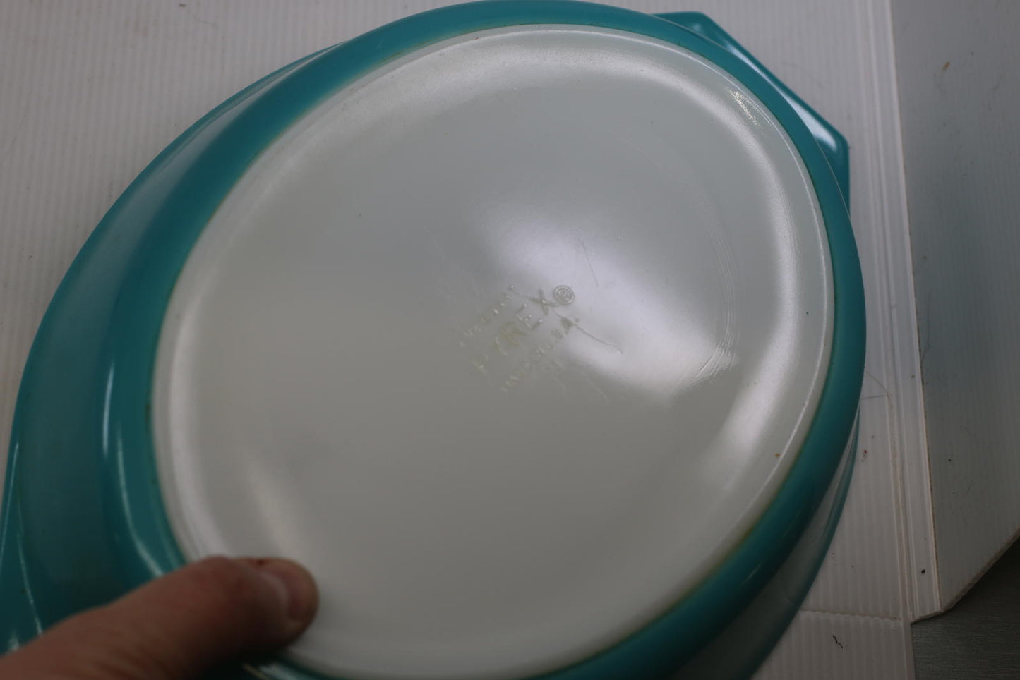Vintage Pyrex 1.5 Qt Turquoise Blue Oval Casserole Dish WITH Lid USA Mid Century