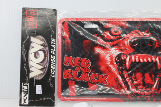 Sealed 1998 WCW New World Order Red & Black Wolf Metal Automobile Vehicle Plate