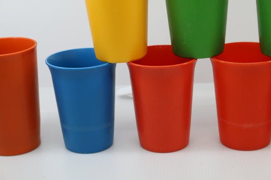 Tupperware VINTAGE Kids Bell Tumblers 6oz Set of 14 CLASSIC Primary Colors