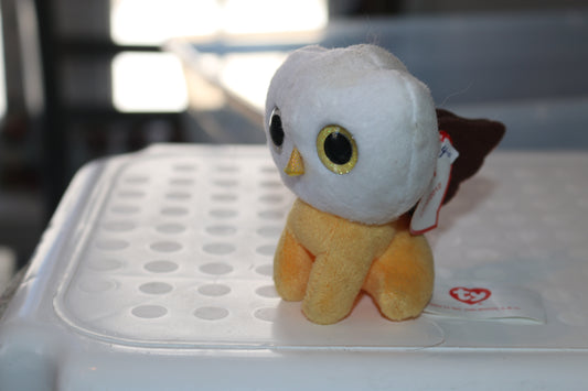 TY Brand Small White & Yellow Owl Plush Height 7cm
