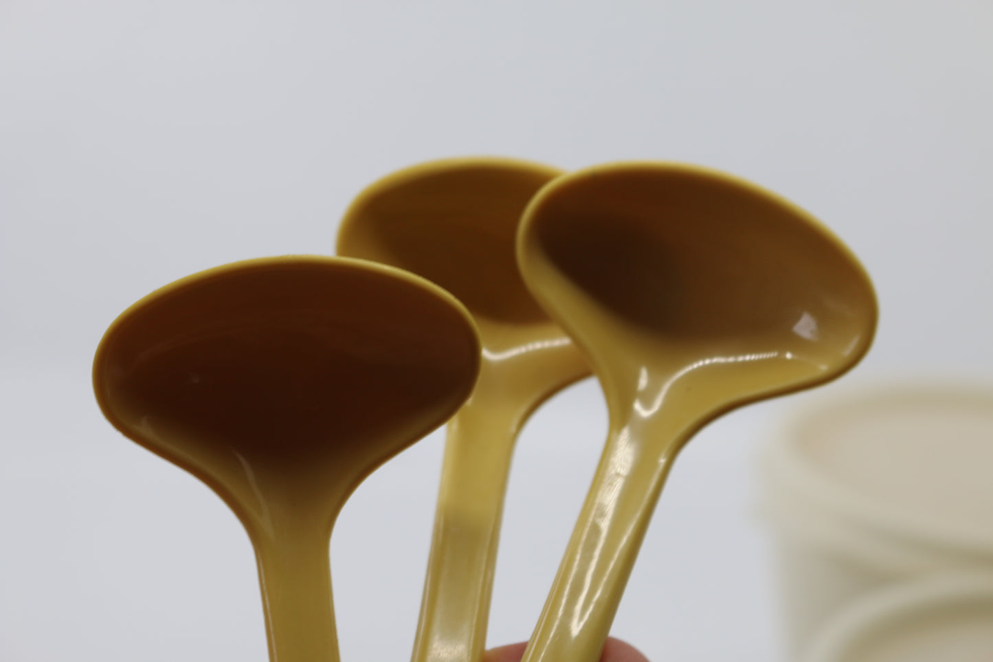 VINTAGE Tupperware Condiment Caddy Server #757-4 w/Lids Spoons Almond Color