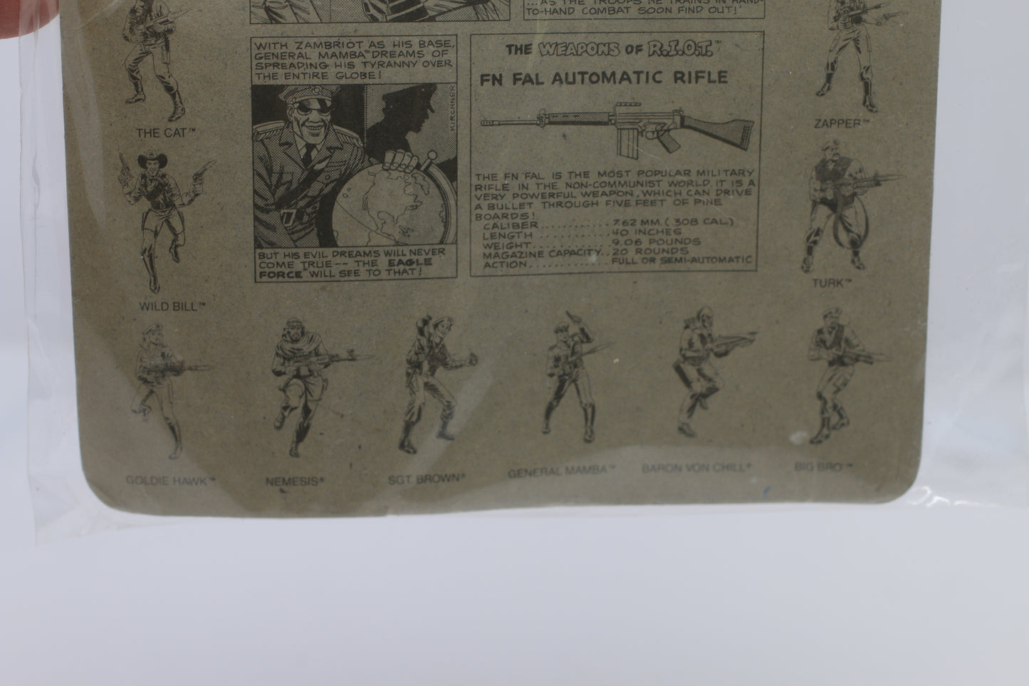 Vintage Mego Eagle Force General Mamba Figure on card Sealed DieCast toy r.i.o.t