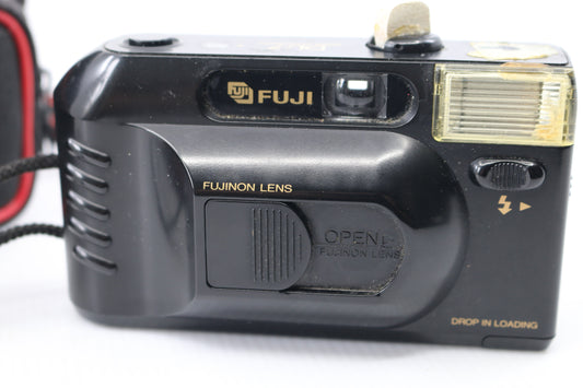 Fuji DL-7 Drop in Loading Black Portable Point & Shoot 35mm Lens Film Camera