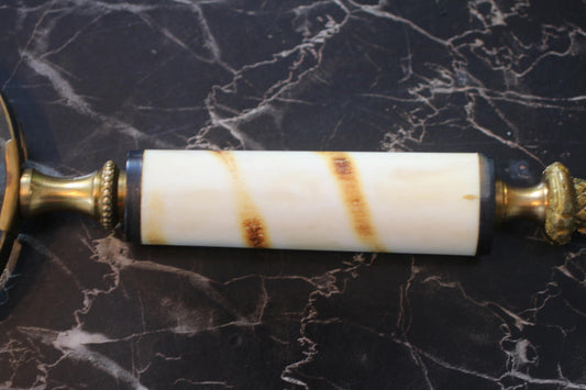 Vintage Brass Magnifying Glass w/ Mother of Pearl Handle Desk & Collector Piece