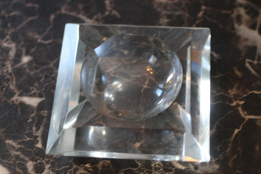 Vintage Clear Glass Ashtray – Mid-Century Modern Square Design Heavy Solid Glass