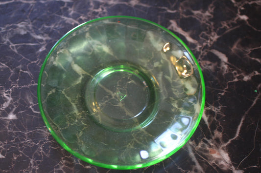 Vintage Uranium Glass Plate Green Depression Glass – UV Reactive Fluted Rim Dish