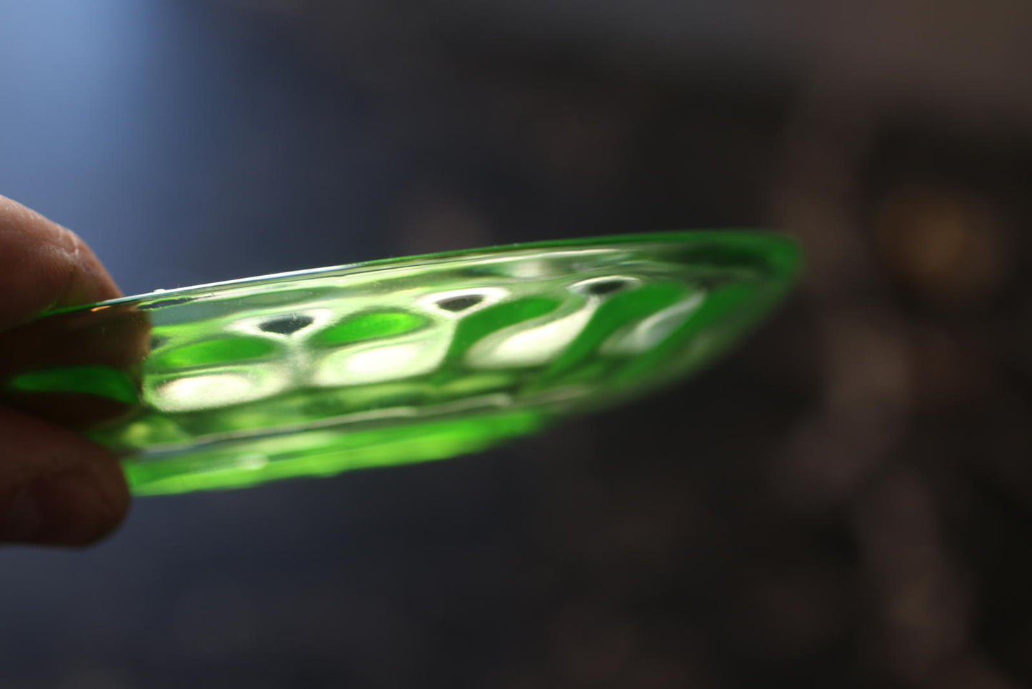 Vintage Uranium Glass Plate Green Depression Glass – UV Reactive Fluted Rim Dish