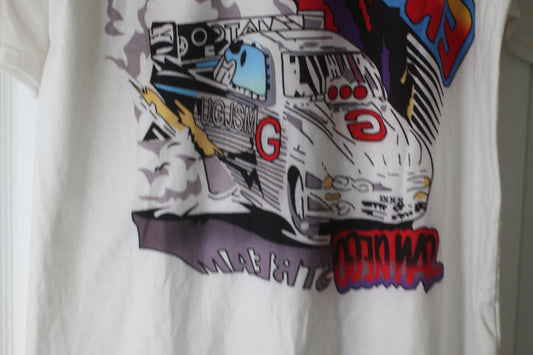 Racing Graphic T-Shirt White Drift Car Print Size S SHEIN