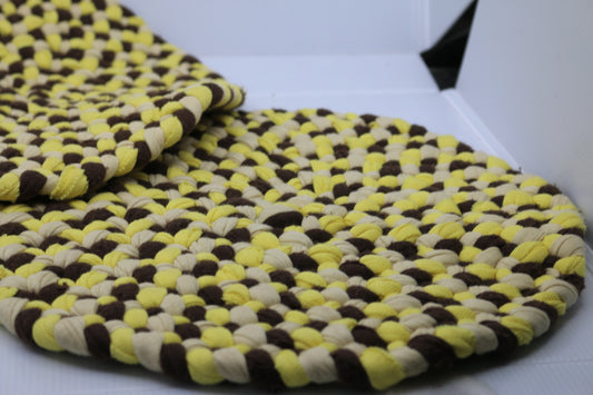 Lot of 3 Handmade Rag Rug Round 11.5" Mat Table Decoration Vintage