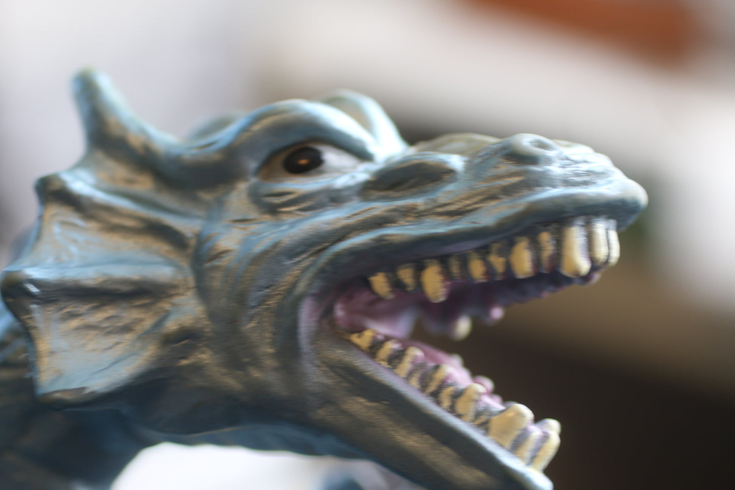 Toy Major Trading Co. 2005 Large Winged Dragon Metallic Teal Rubber Figure