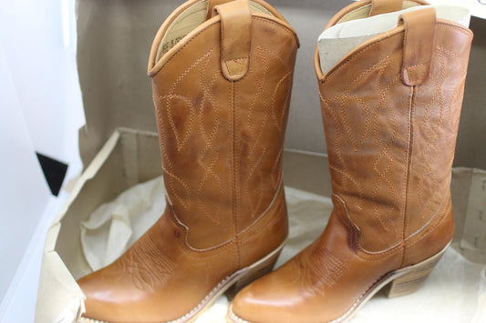 Vintage Healine 5 Brown Western COWBOYS LEATHER Boots Size48