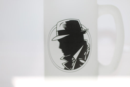 Vintage Detective Mug Frosted Glass Dick Tracy Walt Disney Frosted Glass CUP