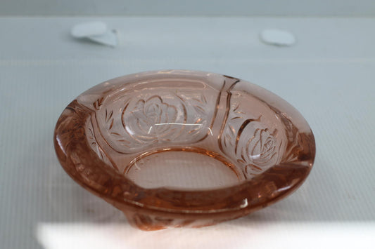Vintage Pink Depression Glass Floral Ashtray 4 Rest