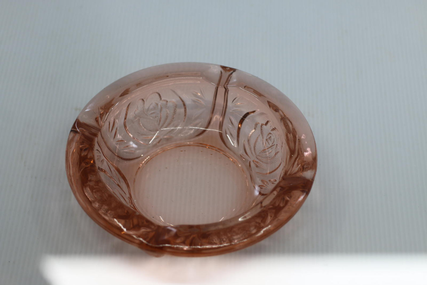 Vintage Pink Depression Glass Floral Ashtray 4 Rest