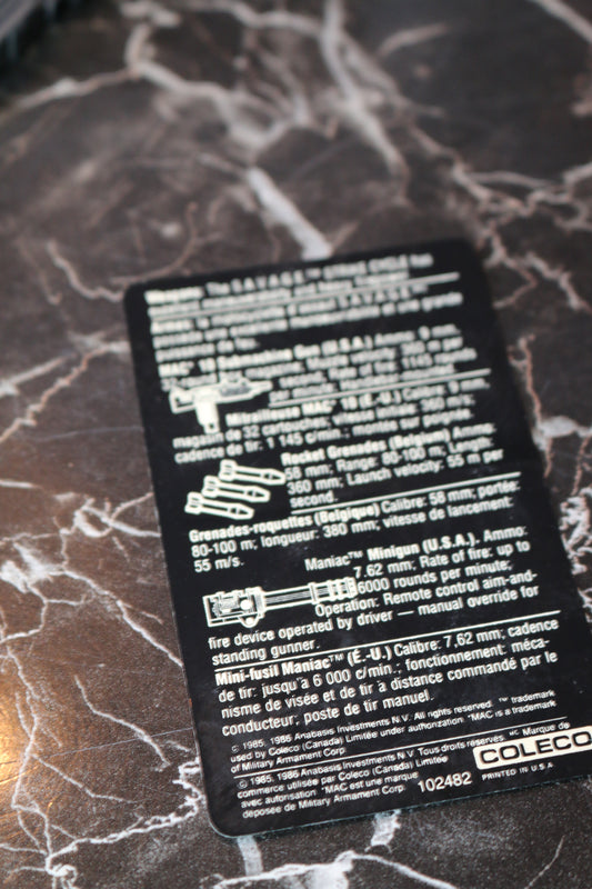 1986 Rambo Force Of Freedom Savage Strike Cycle Motorcycle Card only