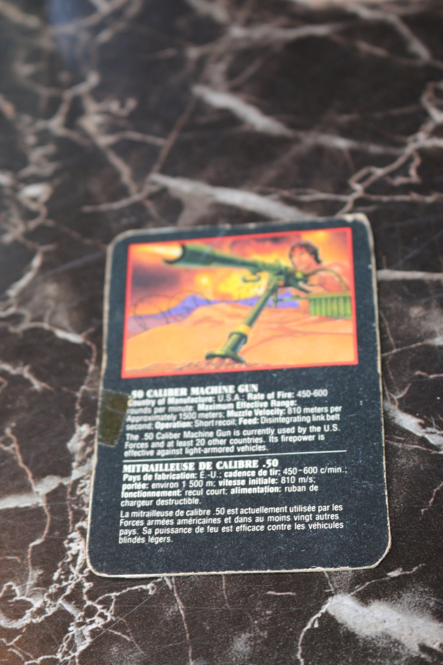Vintage Rambo .50 Caliber Machine Gun 1986 Coleco Card only #2