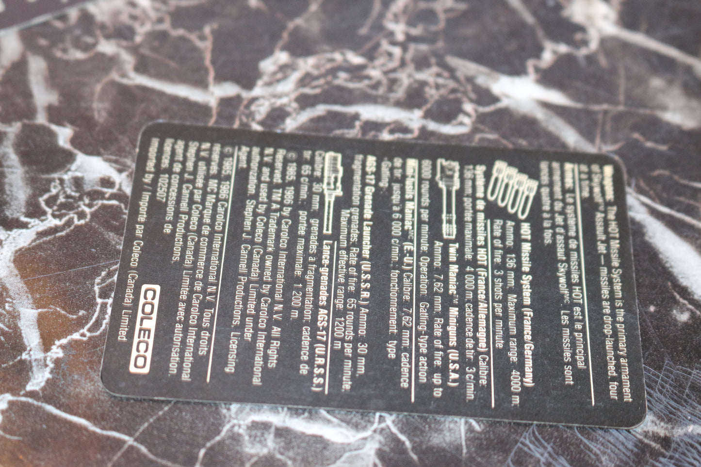 Coleco Rambo Force Of Freedom Skywolf Assault Jet file card only