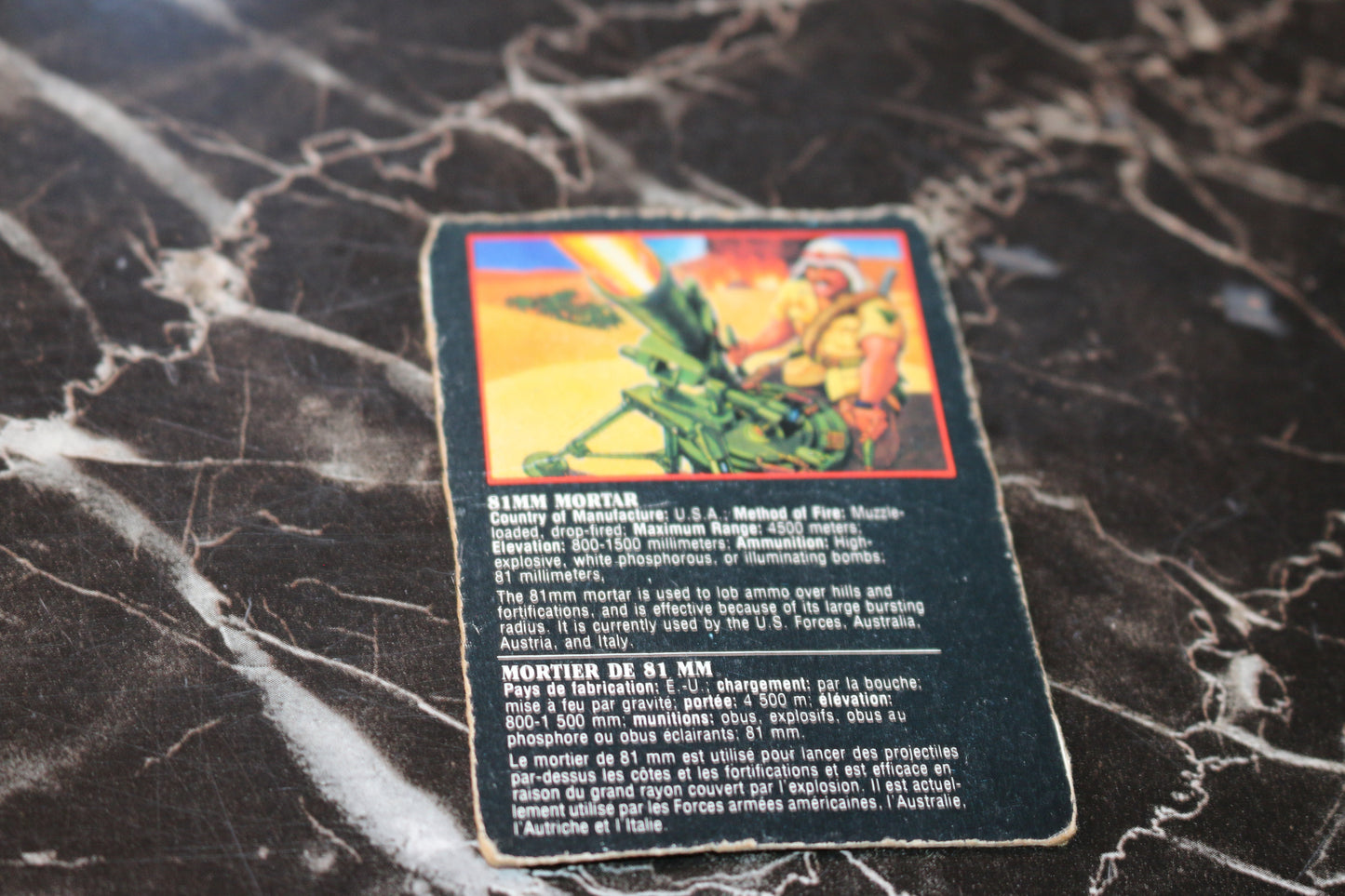 Coleco Rambo Force Of Freedom 81MM Mortar file card only