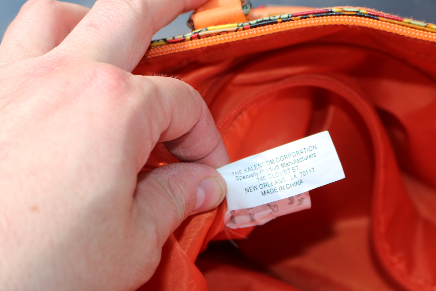 Hadaki Cool Tote Bag Coated Floral Stripe? Madeline? Orange 17”x12”x7”