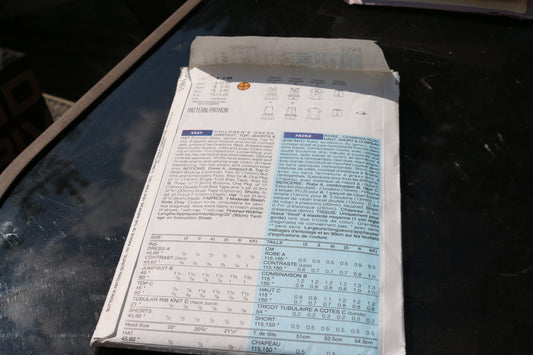 VINTAGE BUTTERICK #3384 PATTERN GIRLS SIZE 2/3/4 DRESS/JUMPSUIT/TOP