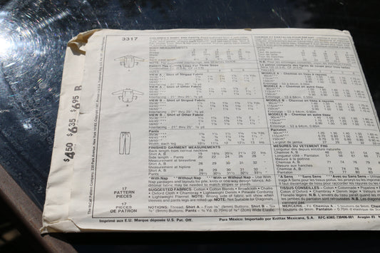 Little Girls and Boys Shirt & Pants McCalls 3317 VTG Sewing Pattern Size 4,5-6