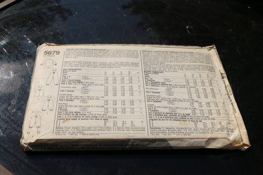 1980's VTG Simplicity Toddlers' Shirt, Overalls Pattern 5679 Size