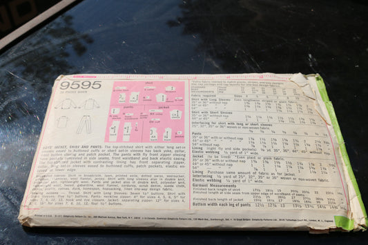 Vintage 1971 70s Simplicity Sewing Pattern 9595 Young Boys sz 6 Chest 25"