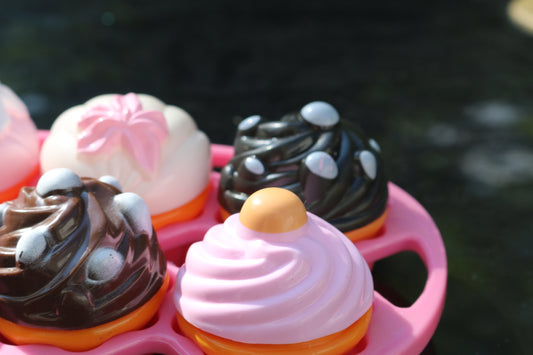 Mini plastic cup cakes for dolls kids toys Cute party mix replacement set pink