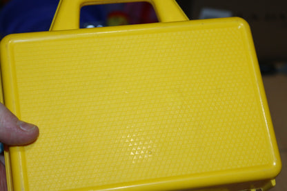 Fisher Price #638 Play Lunch Box Vintage 1970s A-B-C-D Yellow School Carry Case