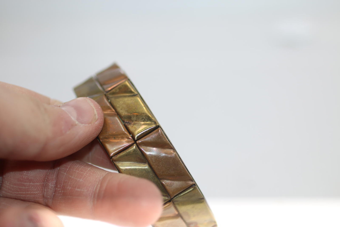 Vintage Brutalist Copper Brass Cuff Bracelet Modernist Tone