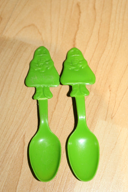 Lot of 2 Mc Donald's Ronald McDonald Grimace spoons plastic toys Vintage rare