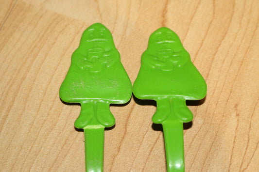 Lot of 2 Mc Donald's Ronald McDonald Grimace spoons plastic toys Vintage rare