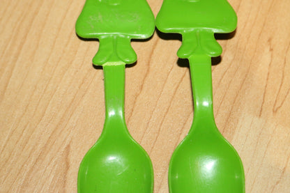 Lot of 2 Mc Donald's Ronald McDonald Grimace spoons plastic toys Vintage rare