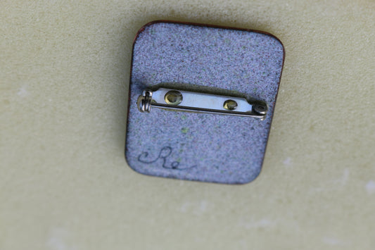 Antique Woman with Umbrella design teal Green Brooche rare