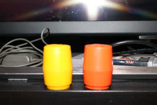 Vintage Fisher Price Fun w Food Play Yellow & Orange Salt Pepper Shakers 0621