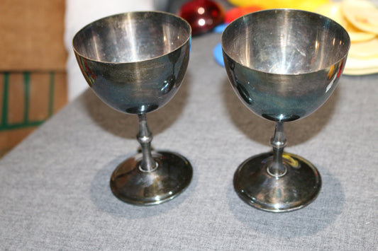 Vintage Lot Of 2 Birks Primrose E.P Brass Wine Goblets Canada Marked 3 Oz 5"*3"