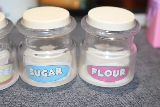 Flour bottle sugar plastic toys accessories child play vintage collectible dolls