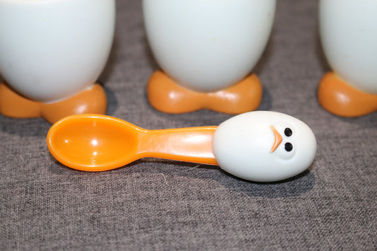 4 Msc International Egghead Egg Cup Holders With Spoons