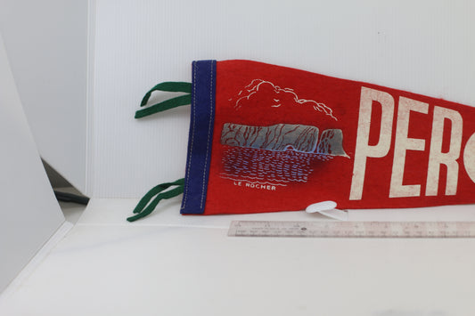 Vintage Souvenir Felt Pennant Roché Percé Le rocher 1990s Original Full Size QC