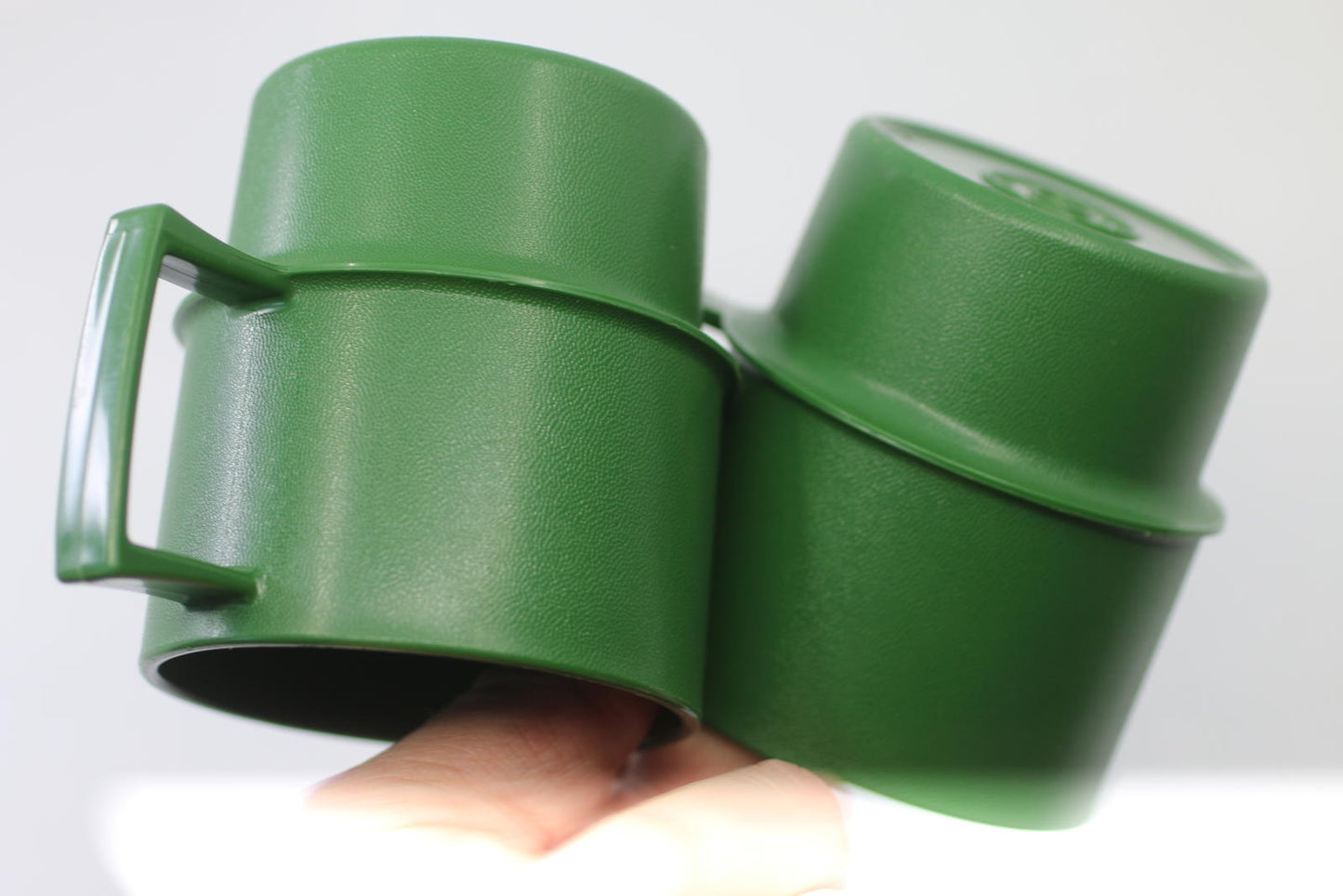 VTG Tupperware Green Christmas Mug Cup With Dove 1312-49 No Lid Made In USA x2
