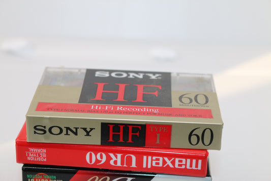 5 Sony 60 Min Mixed lot Blank Audio Cassette Tape Sealed TDK Sony MAXELL