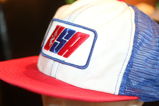 Vintage USA Trucker Hat Red White Blue – Mesh Back – Patriotic Cap