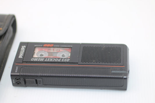 Pocket memo dictaphone Philips 493 mini/micro tape vintage 1990s read