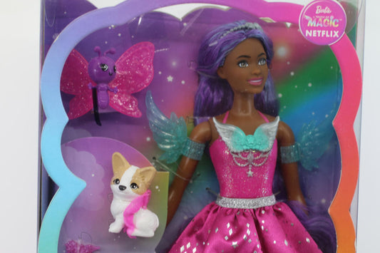 NIB Mattel Barbie A Touch of Magic Brooklyn Doll w/Two Fairytale Pets